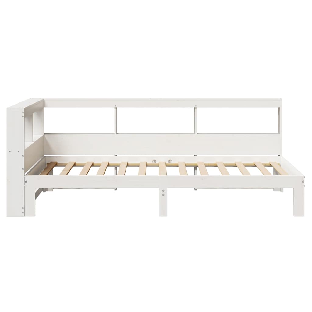 Lit bibliothèque sans matelas blanc 100x200 cm bois pin massif - XIOS