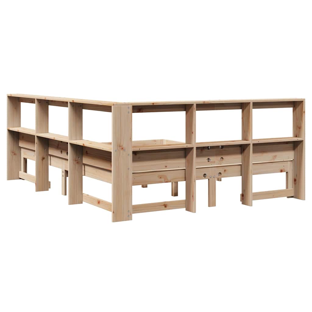 Lit bibliothèque sans matelas 140x190 cm bois de pin massif - XIOS