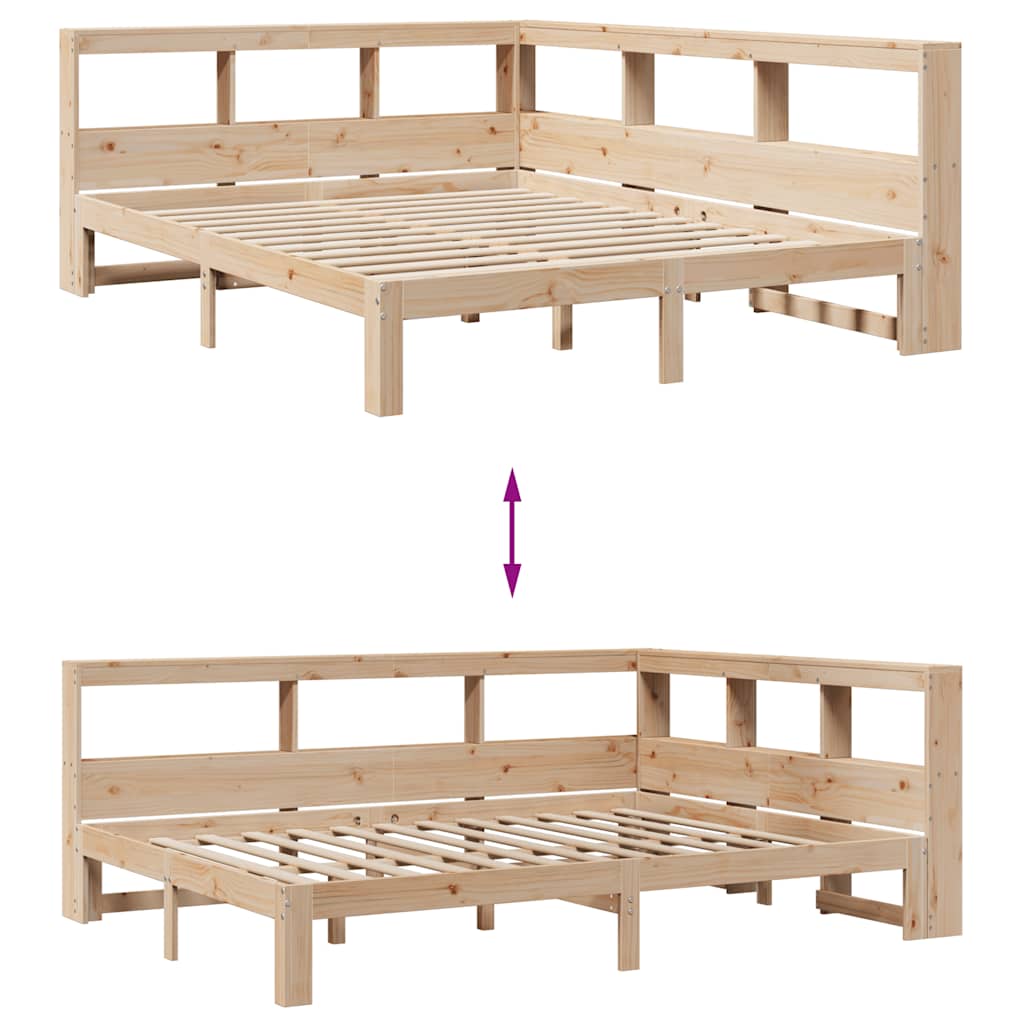 Lit bibliothèque sans matelas 140x190 cm bois de pin massif - XIOS