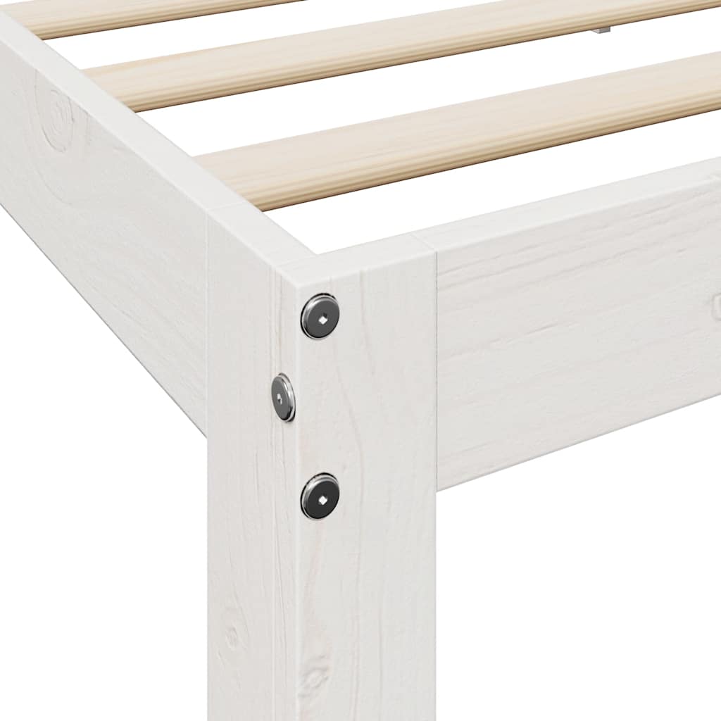 Lit bibliothèque sans matelas blanc 140x190 cm bois pin massif - XIOS