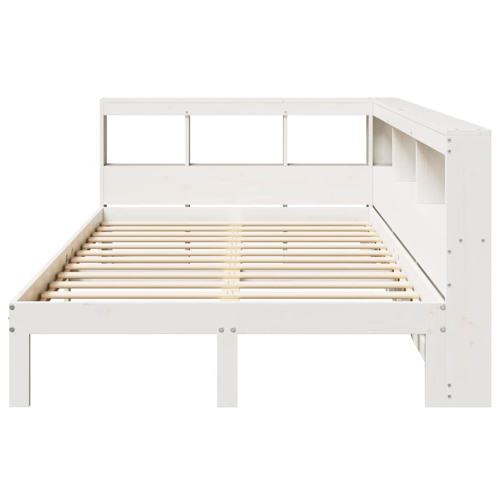 Lit bibliothèque sans matelas blanc 120x190 cm bois pin massif - XIOS