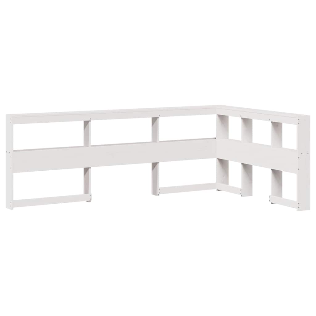 Lit bibliothèque sans matelas blanc 120x190 cm bois pin massif - XIOS