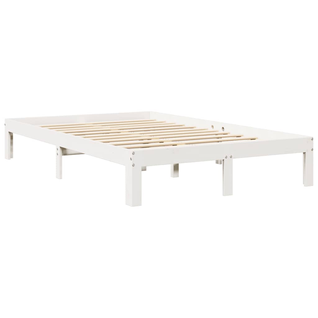 Lit bibliothèque sans matelas blanc 120x190 cm bois pin massif - XIOS