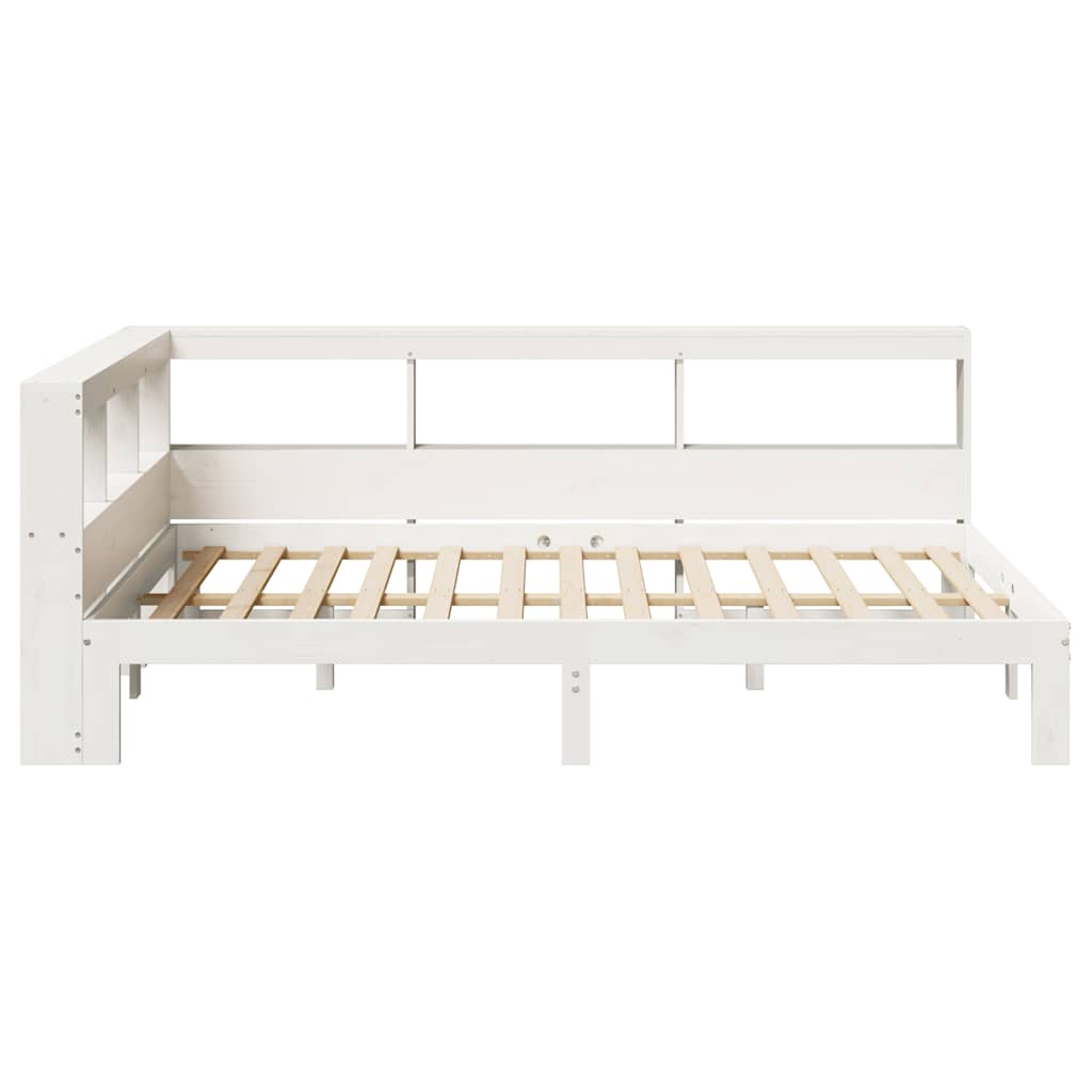 Lit bibliothèque sans matelas blanc 120x190 cm bois pin massif - XIOS