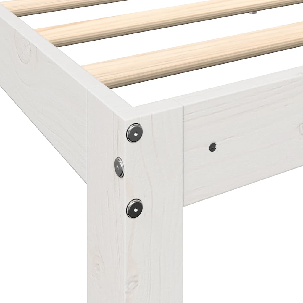 Lit bibliothèque sans matelas blanc 90x190cm bois de pin massif - XIOS