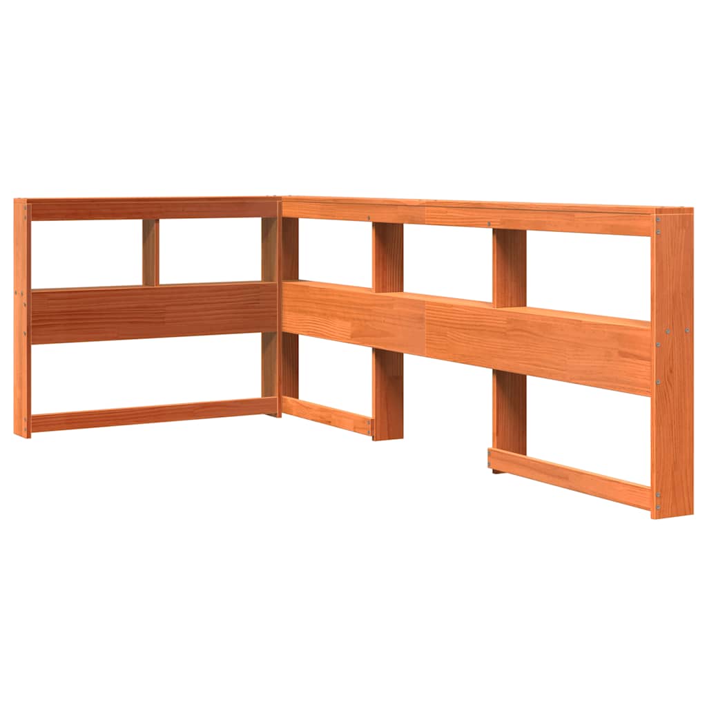 Lit bibliothèque sans matelas cire marron 90x190 cm pin massif - XIOS
