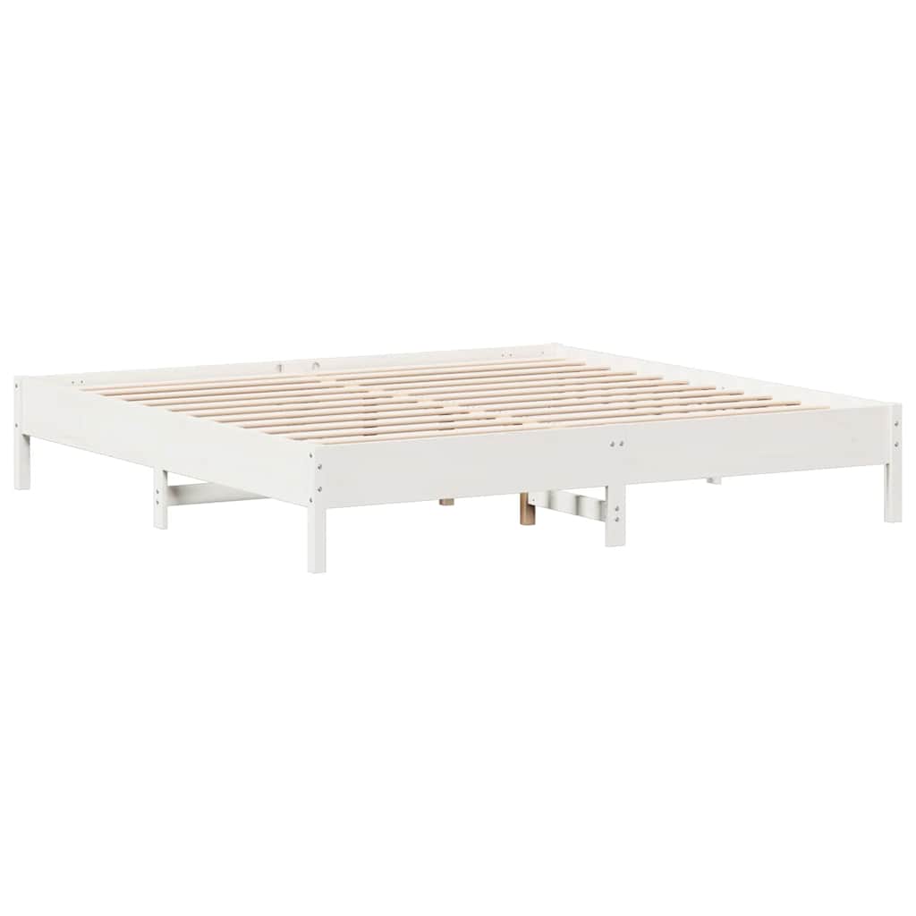 Lit bibliothèque sans matelas blanc 200x200 cm bois pin massif - XIOS