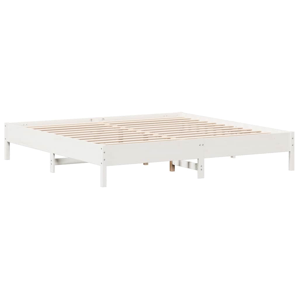 Lit bibliothèque sans matelas blanc 180x200 cm bois pin massif - XIOS