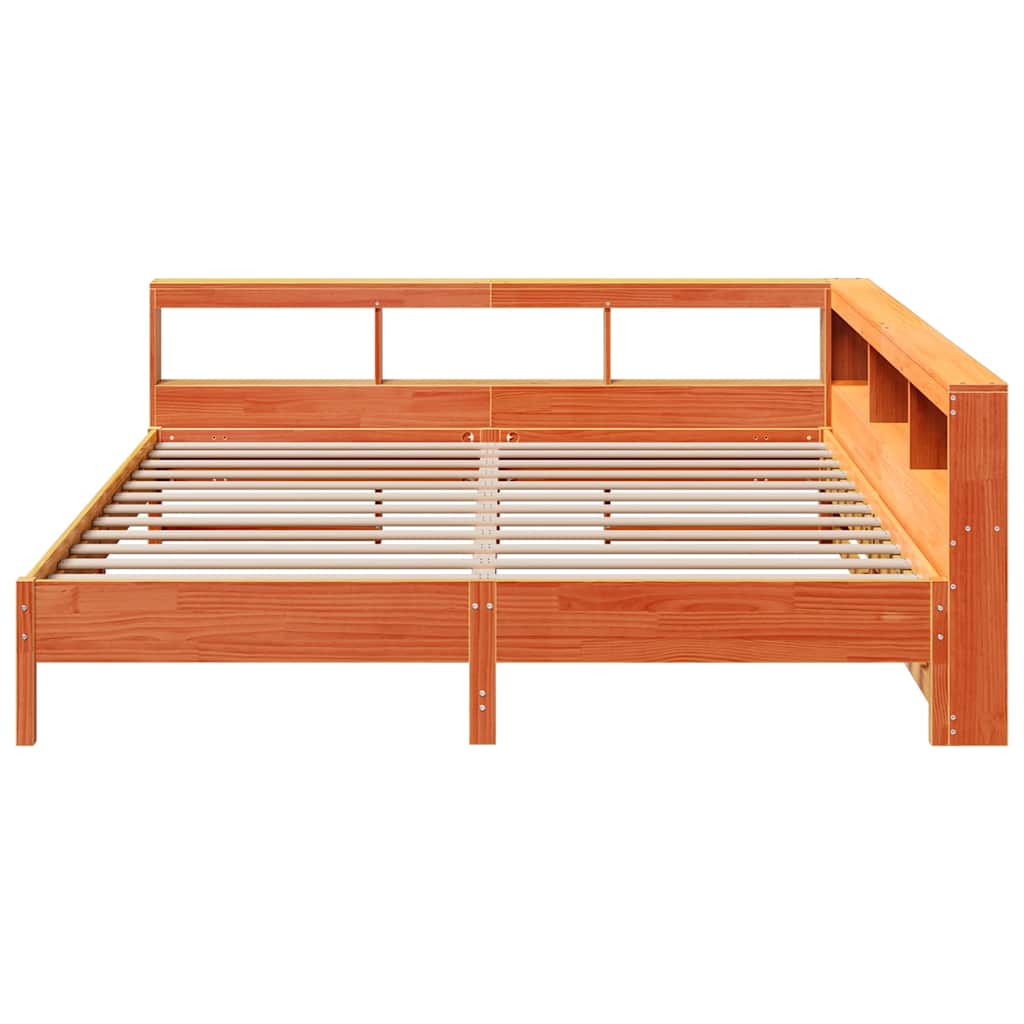 Lit bibliothèque sans matelas cire marron 180x200 cm pin massif - XIOS