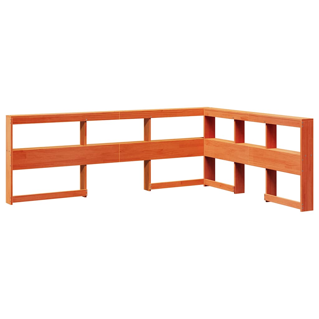 Lit bibliothèque sans matelas cire marron 160x200 cm pin massif - XIOS
