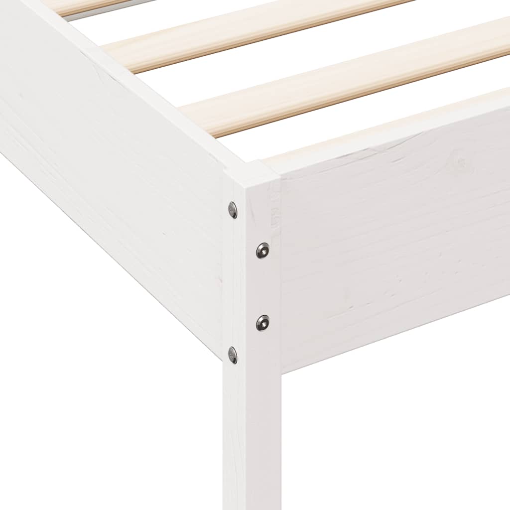 Lit bibliothèque sans matelas blanc 150x200 cm bois pin massif - XIOS