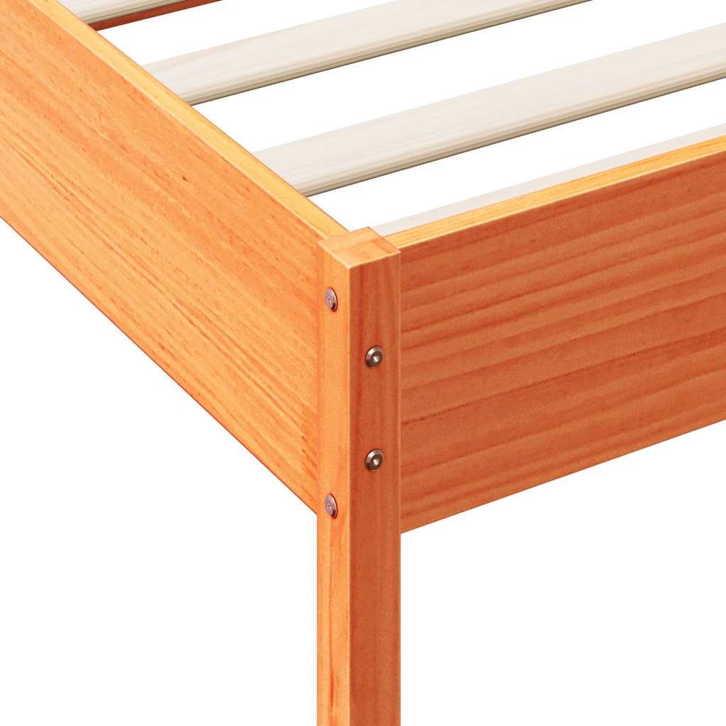 Lit bibliothèque sans matelas cire marron 140x200 cm pin massif - XIOS