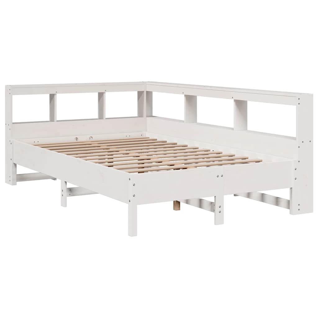 Lit bibliothèque sans matelas blanc 120x200 cm bois pin massif - XIOS