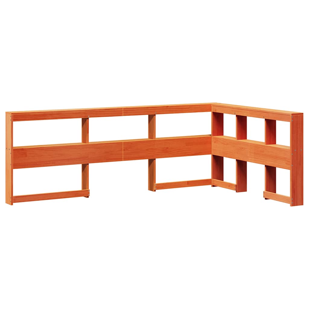 Lit bibliothèque sans matelas cire marron 120x200 cm pin massif - XIOS
