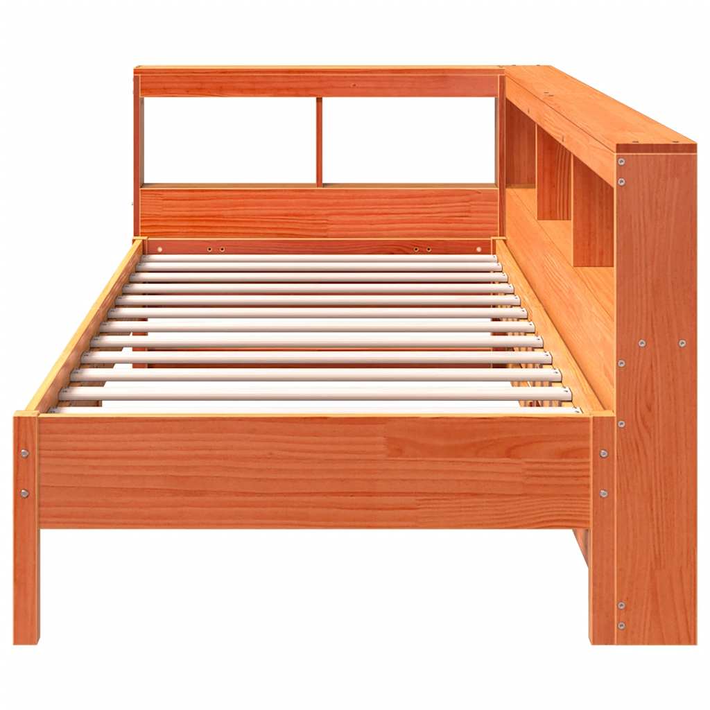 Lit bibliothèque sans matelas cire marron 100x200 cm pin massif - XIOS