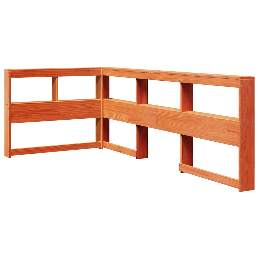 Lit bibliothèque sans matelas cire marron 100x200 cm pin massif - XIOS
