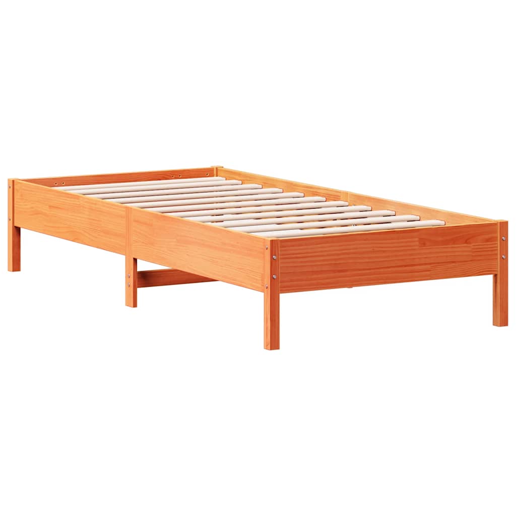 Lit bibliothèque sans matelas cire marron 100x200 cm pin massif - XIOS