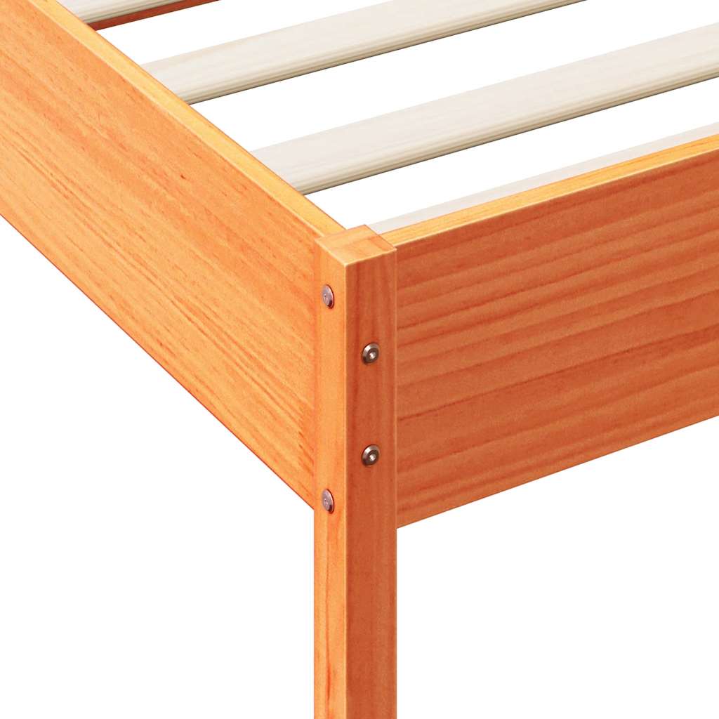 Lit bibliothèque sans matelas cire marron 100x200 cm pin massif - XIOS