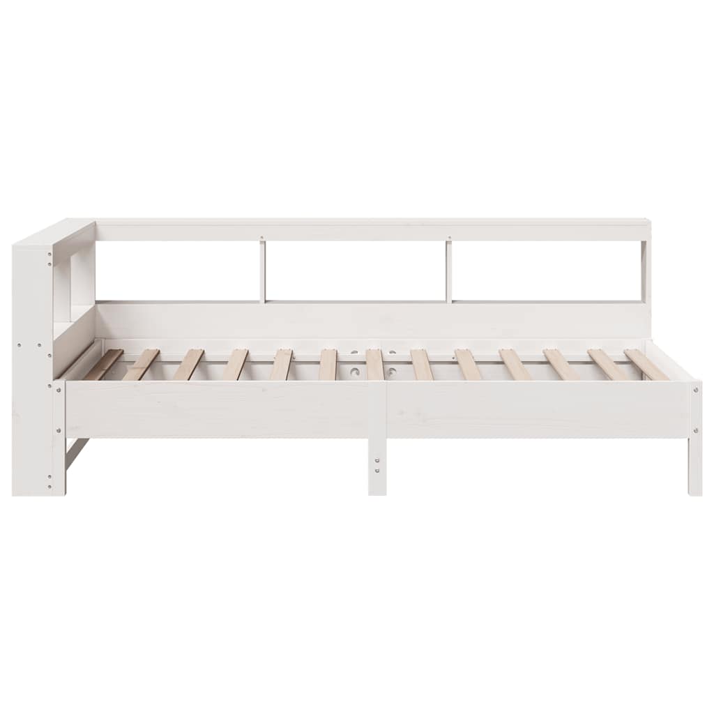 Lit bibliothèque sans matelas blanc 90x200cm bois de pin massif - XIOS