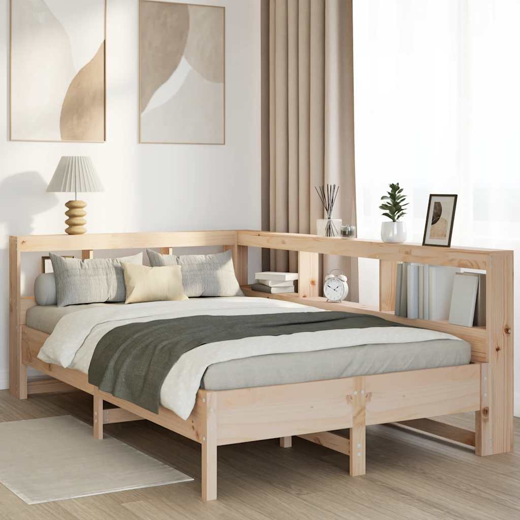 Lit bibliothèque sans matelas 140x190 cm bois de pin massif - XIOS