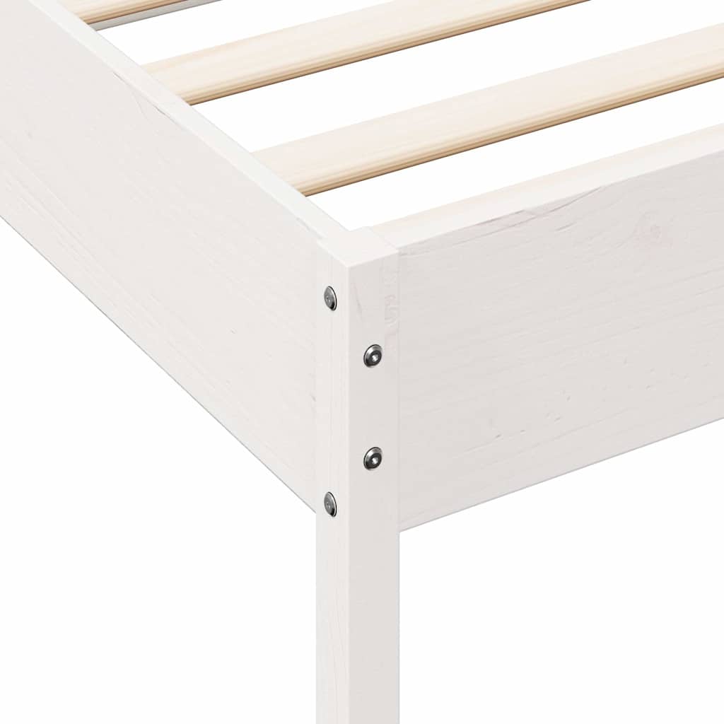 Lit bibliothèque sans matelas blanc 140x190 cm bois pin massif - XIOS