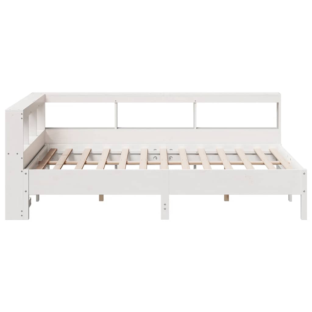 Lit bibliothèque sans matelas blanc 120x190 cm bois pin massif - XIOS