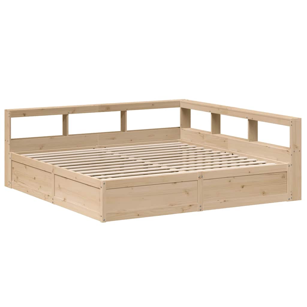 Lit bibliothèque sans matelas 200x200 cm bois massif de pin - XIOS