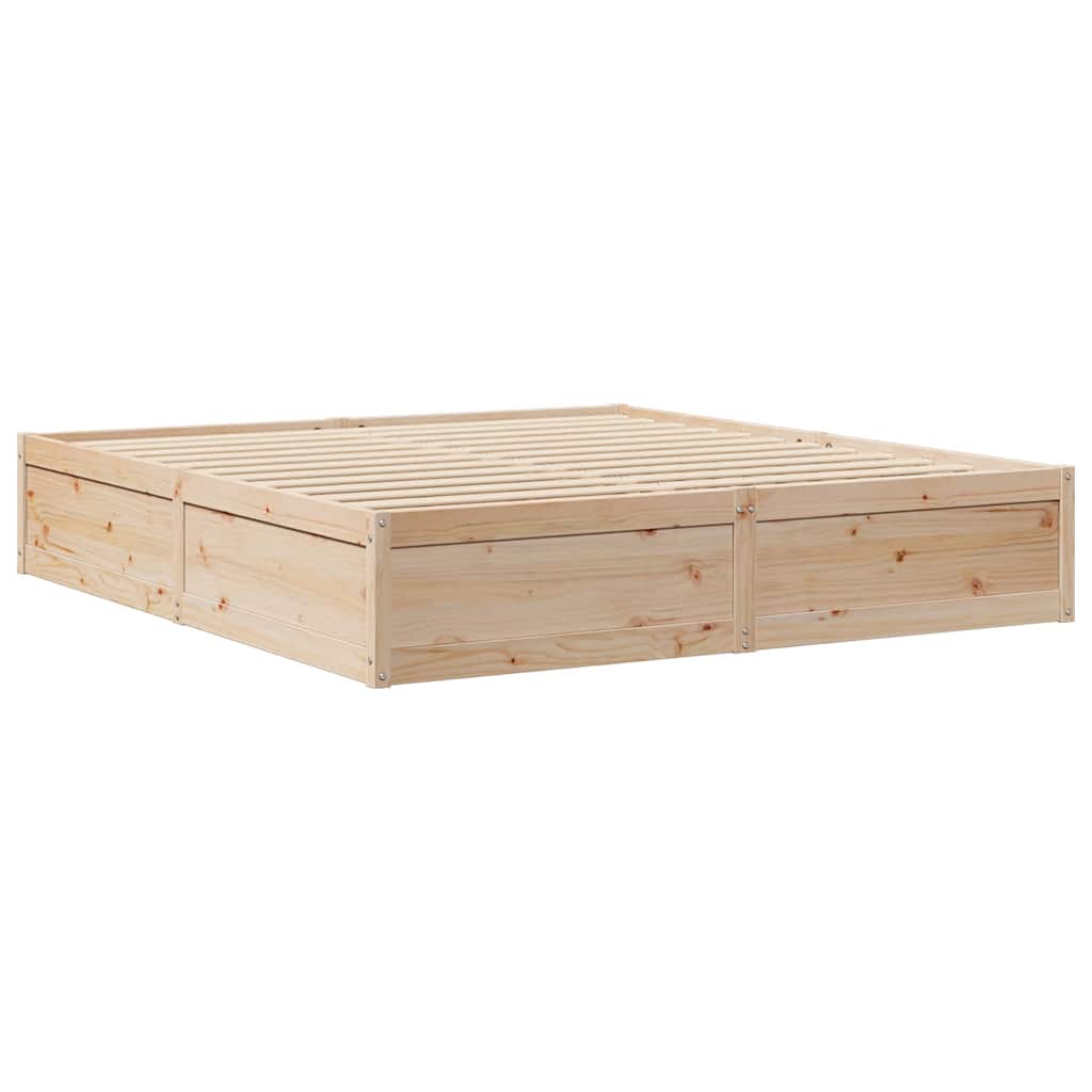 Lit bibliothèque sans matelas 200x200 cm bois massif de pin - XIOS