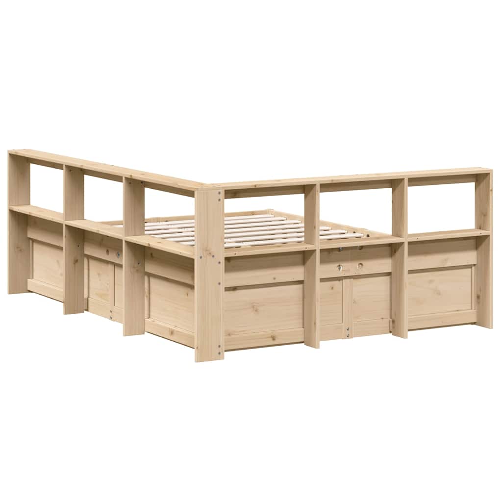 Lit bibliothèque sans matelas 150x200 cm bois massif de pin - XIOS