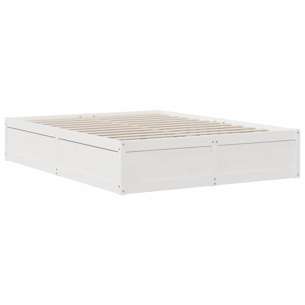 Lit bibliothèque sans matelas blanc 150x200 cm bois pin massif - XIOS