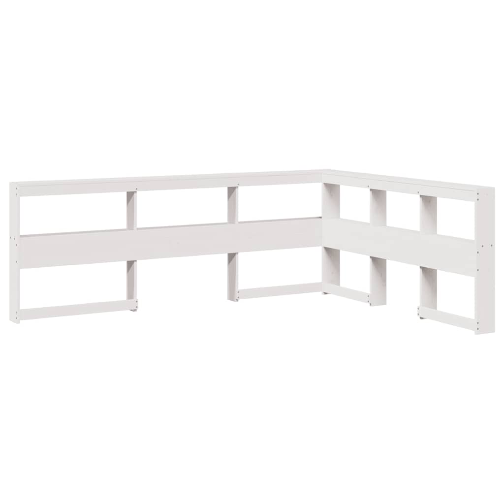 Lit bibliothèque sans matelas blanc 150x200 cm bois pin massif - XIOS