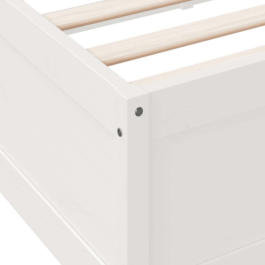 Lit bibliothèque sans matelas blanc 150x200 cm bois pin massif - XIOS