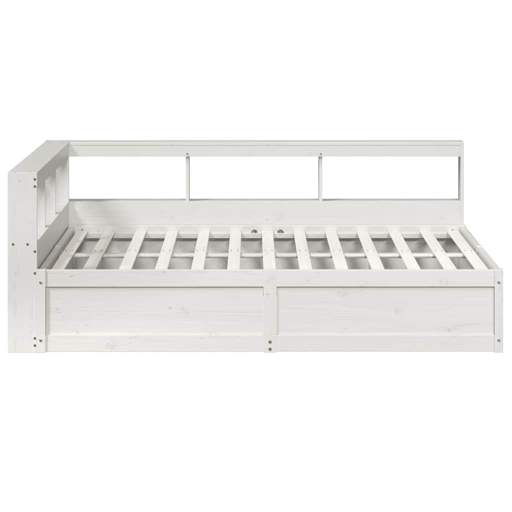 Lit bibliothèque sans matelas blanc 140x200 cm bois pin massif - XIOS