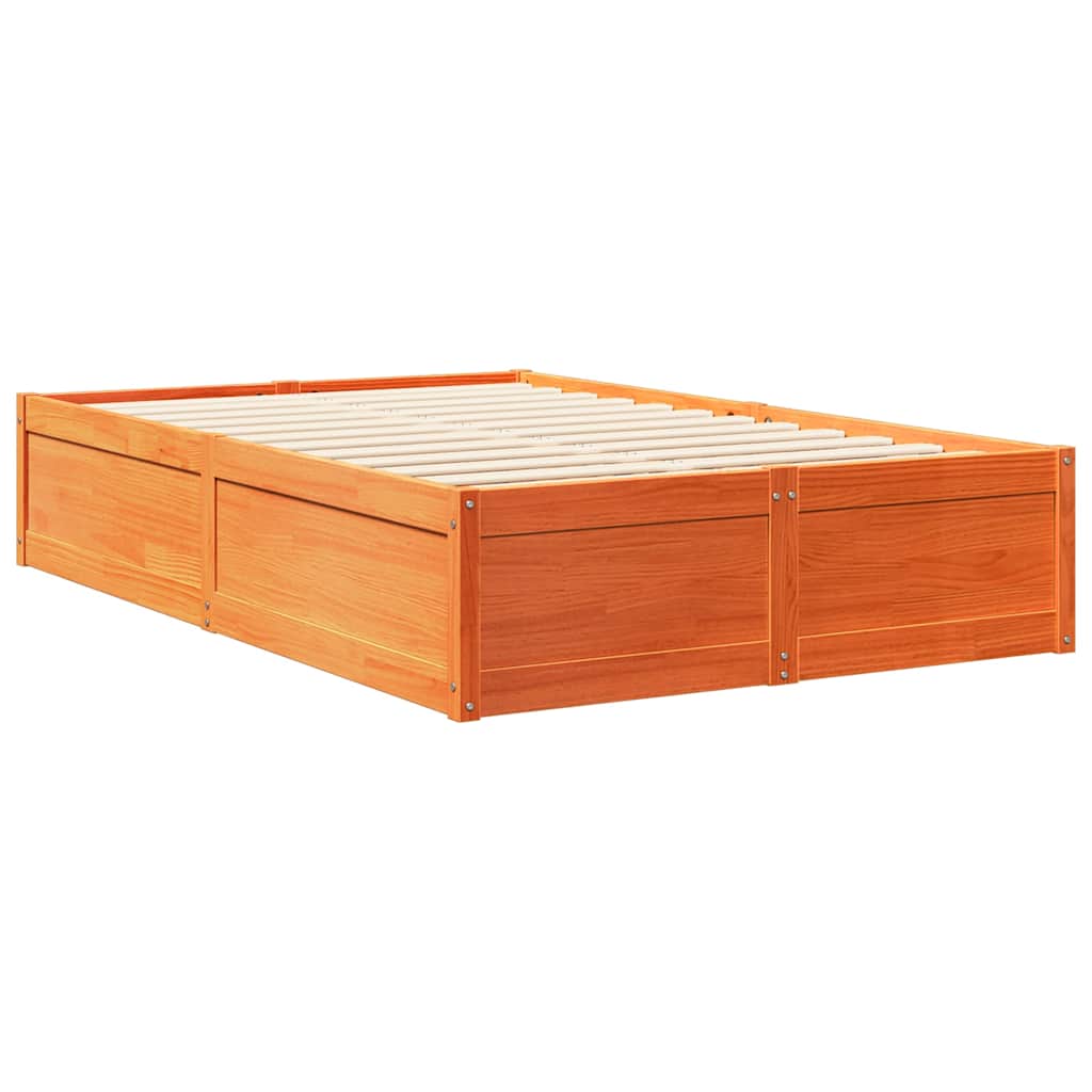 Lit bibliothèque sans matelas cire marron 120x200 cm pin massif - XIOS