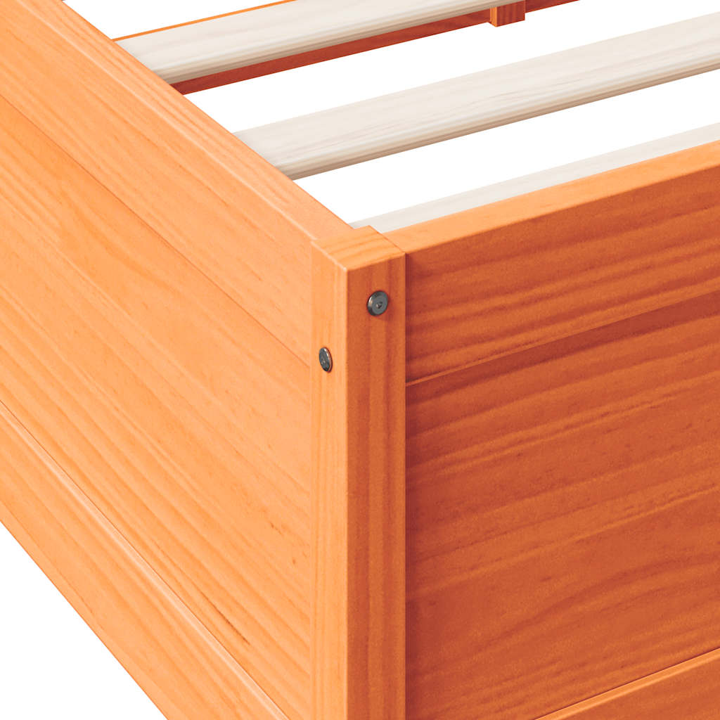 Lit bibliothèque sans matelas cire marron 120x200 cm pin massif - XIOS