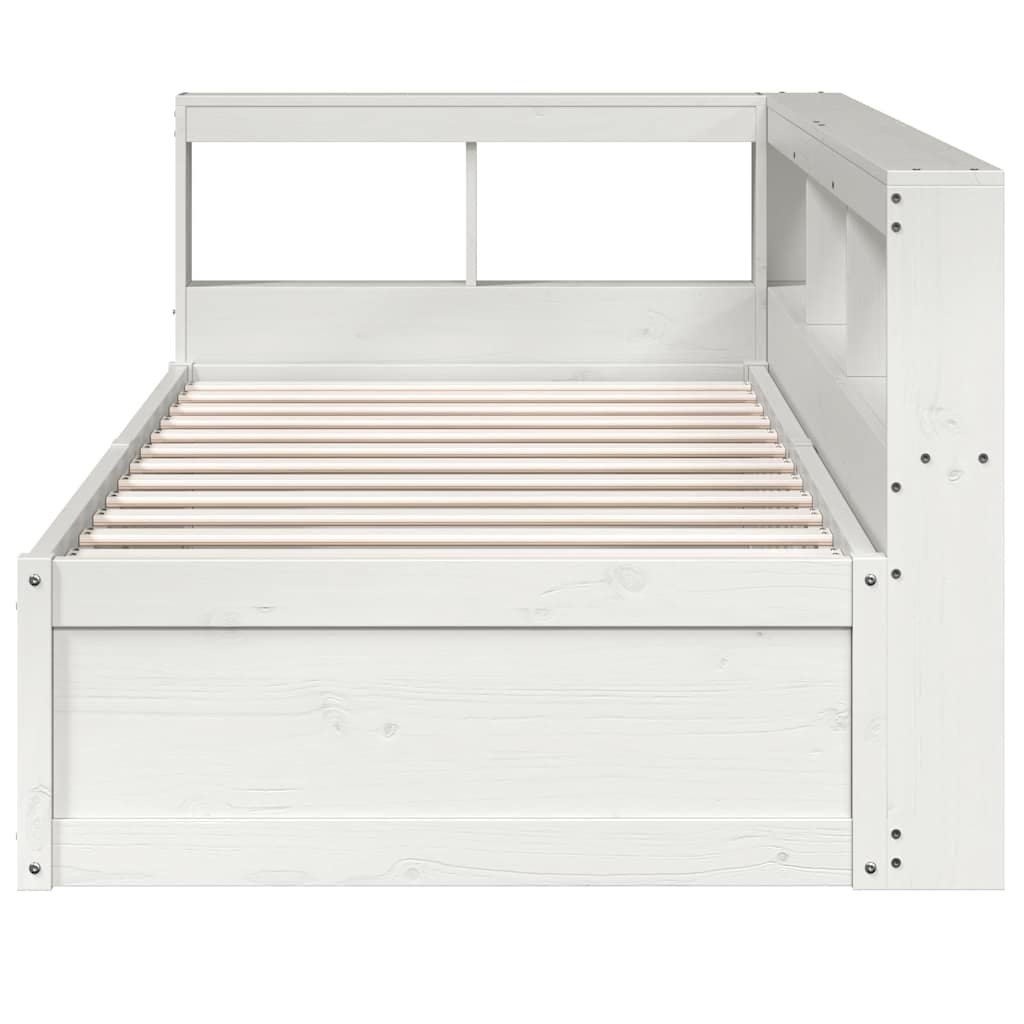 Lit bibliothèque sans matelas blanc 100x200 cm bois pin massif - XIOS