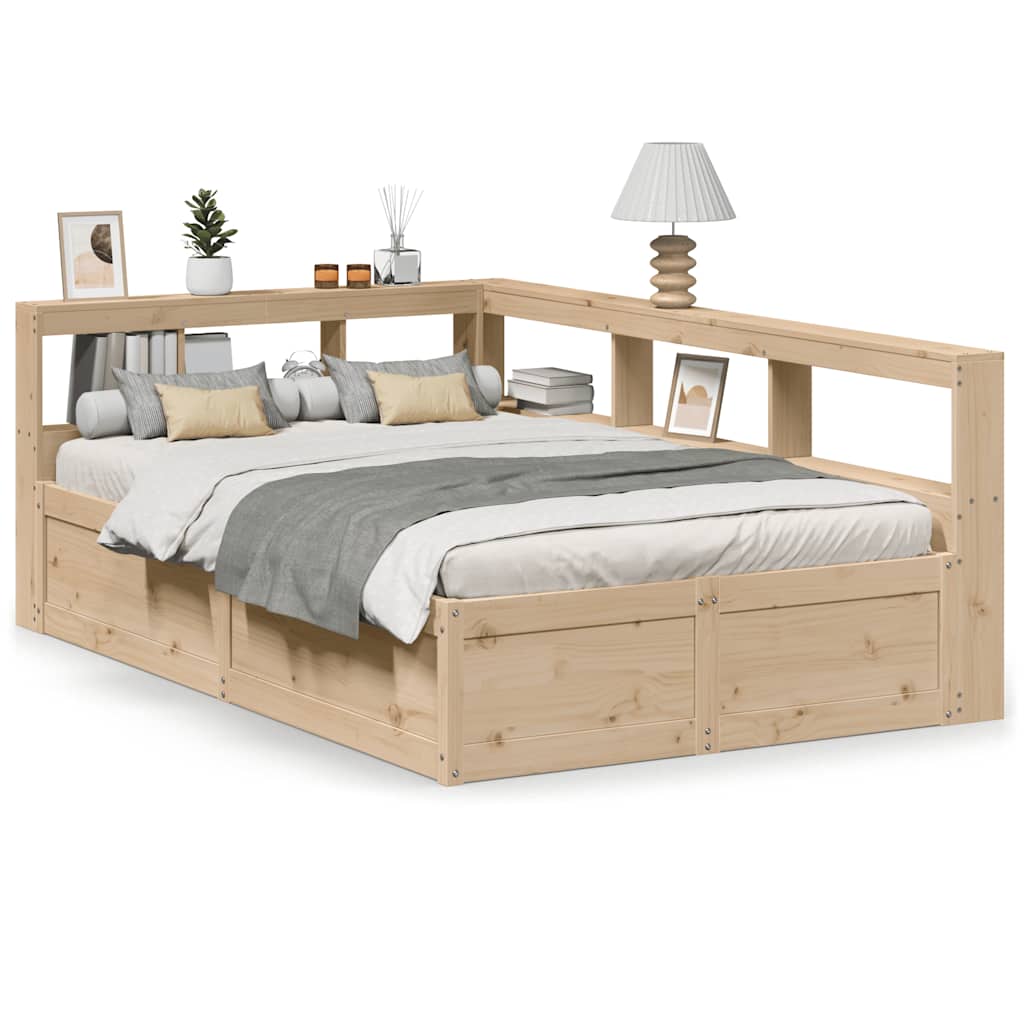 Lit bibliothèque sans matelas 140x190 cm bois de pin massif - XIOS