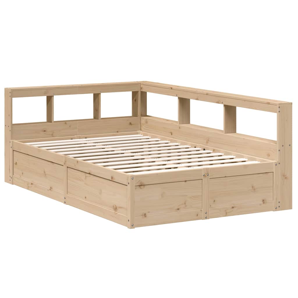 Lit bibliothèque sans matelas 140x190 cm bois de pin massif - XIOS