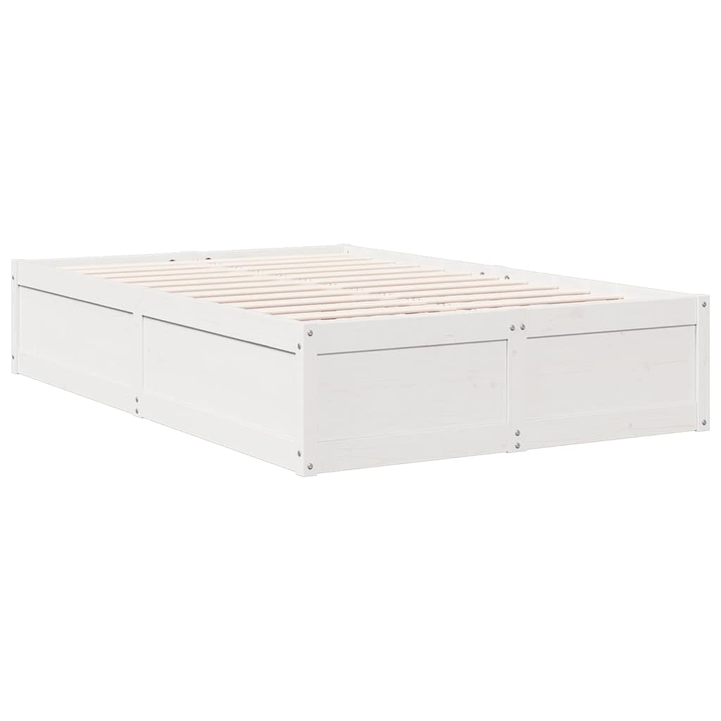 Lit bibliothèque sans matelas blanc 140x190 cm bois pin massif - XIOS