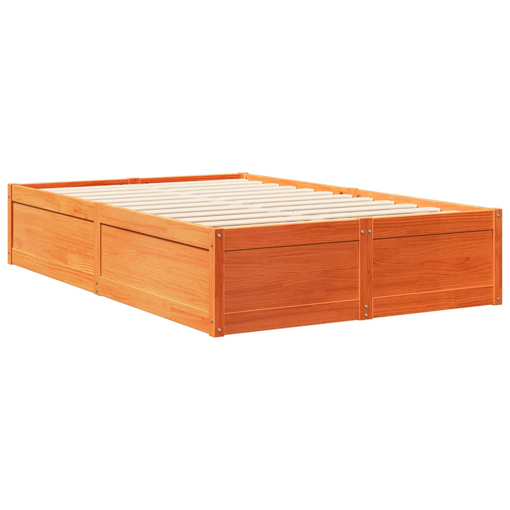 Lit bibliothèque sans matelas cire marron 140x190 cm pin massif - XIOS