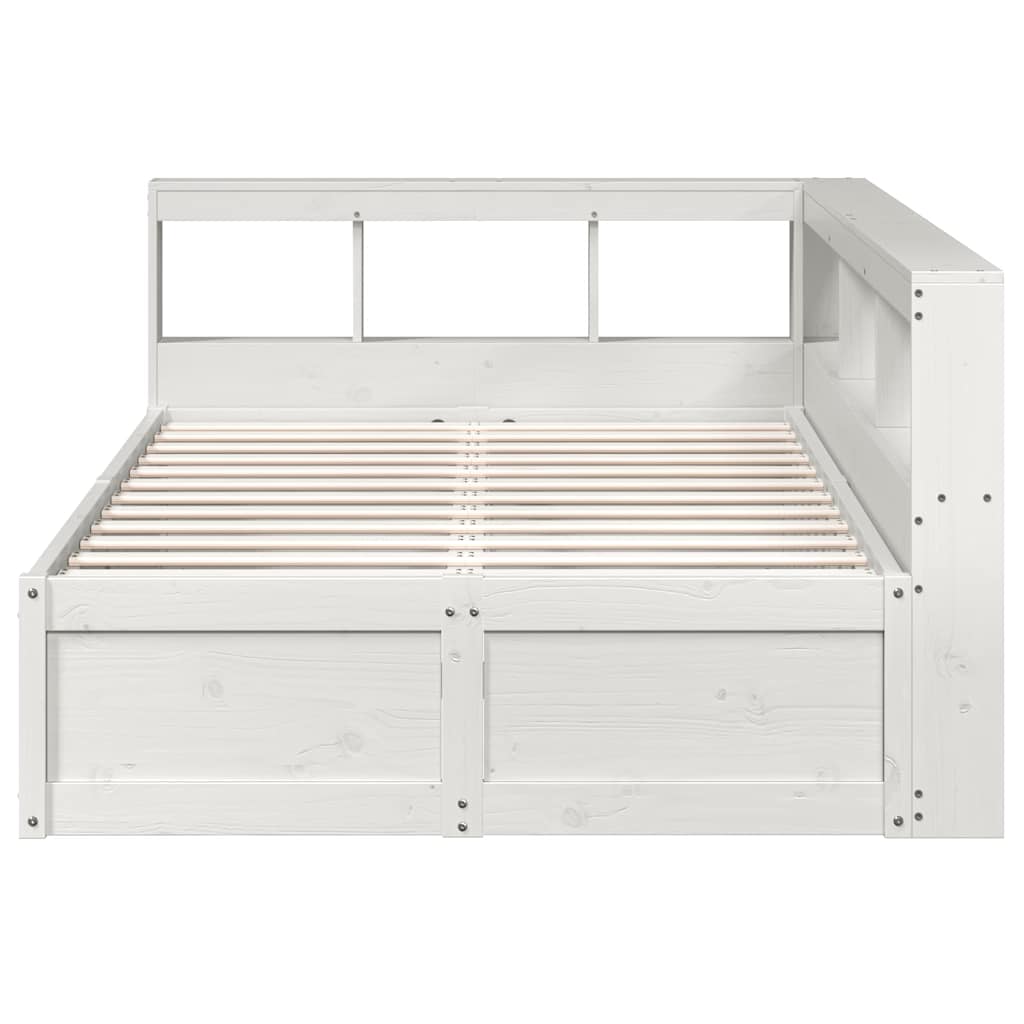 Lit bibliothèque sans matelas blanc 120x190 cm bois pin massif - XIOS