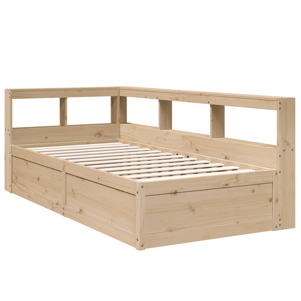 Lit bibliothèque sans matelas 90x190 cm bois de pin massif - XIOS