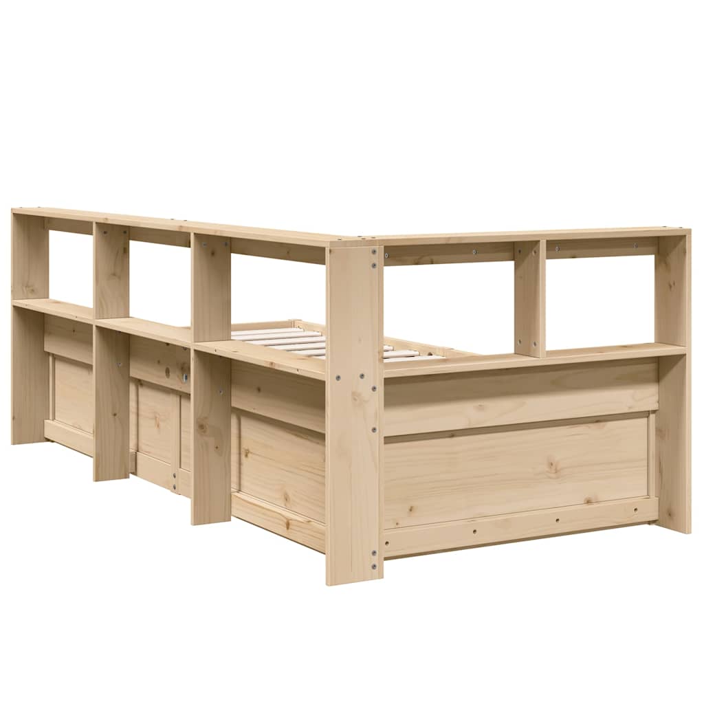 Lit bibliothèque sans matelas 90x190 cm bois de pin massif - XIOS