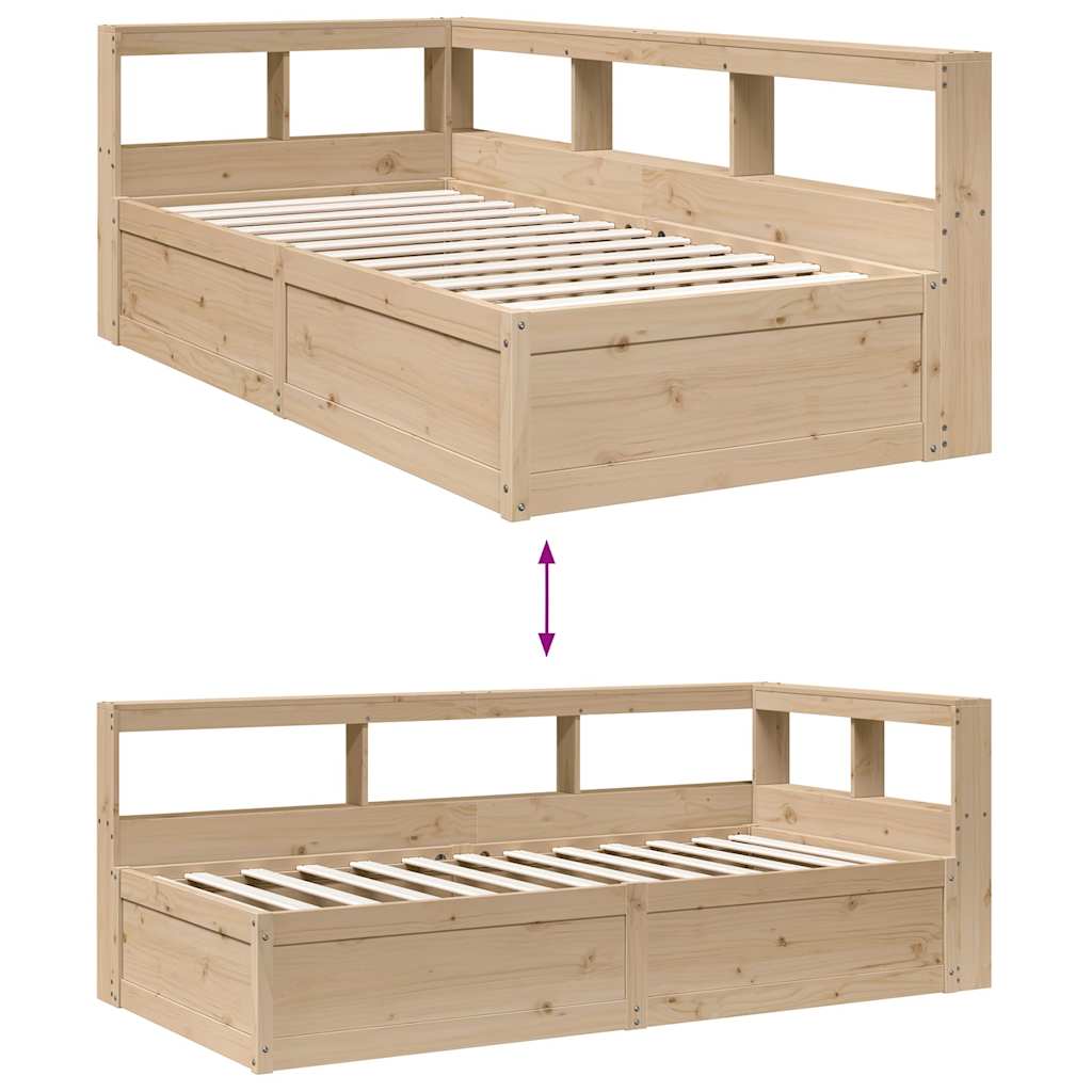 Lit bibliothèque sans matelas 90x190 cm bois de pin massif - XIOS