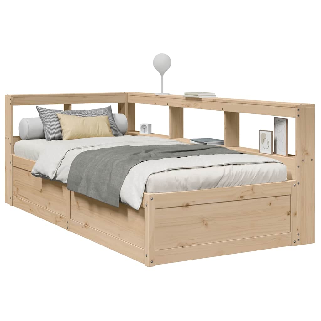 Lit bibliothèque sans matelas 90x190 cm bois de pin massif - XIOS