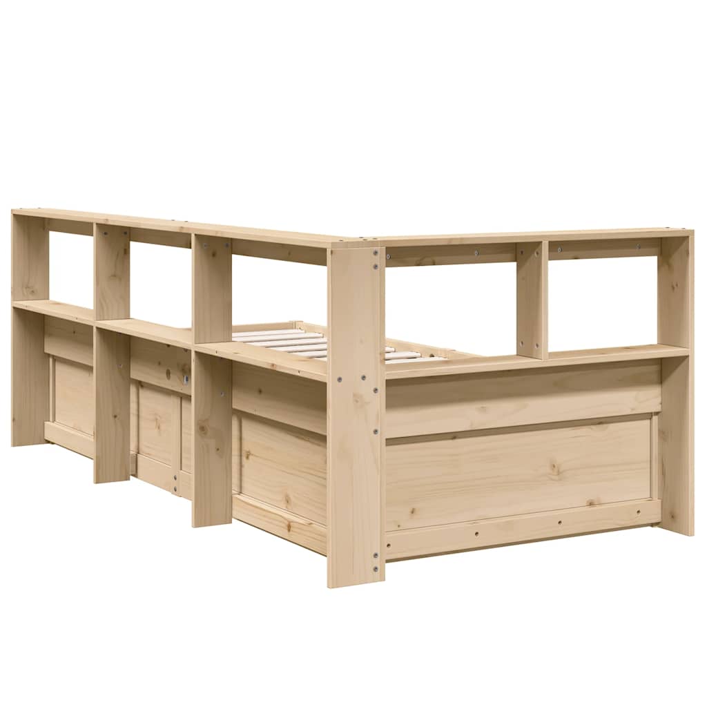 Lit bibliothèque sans matelas 75x190 cm bois de pin massif - XIOS