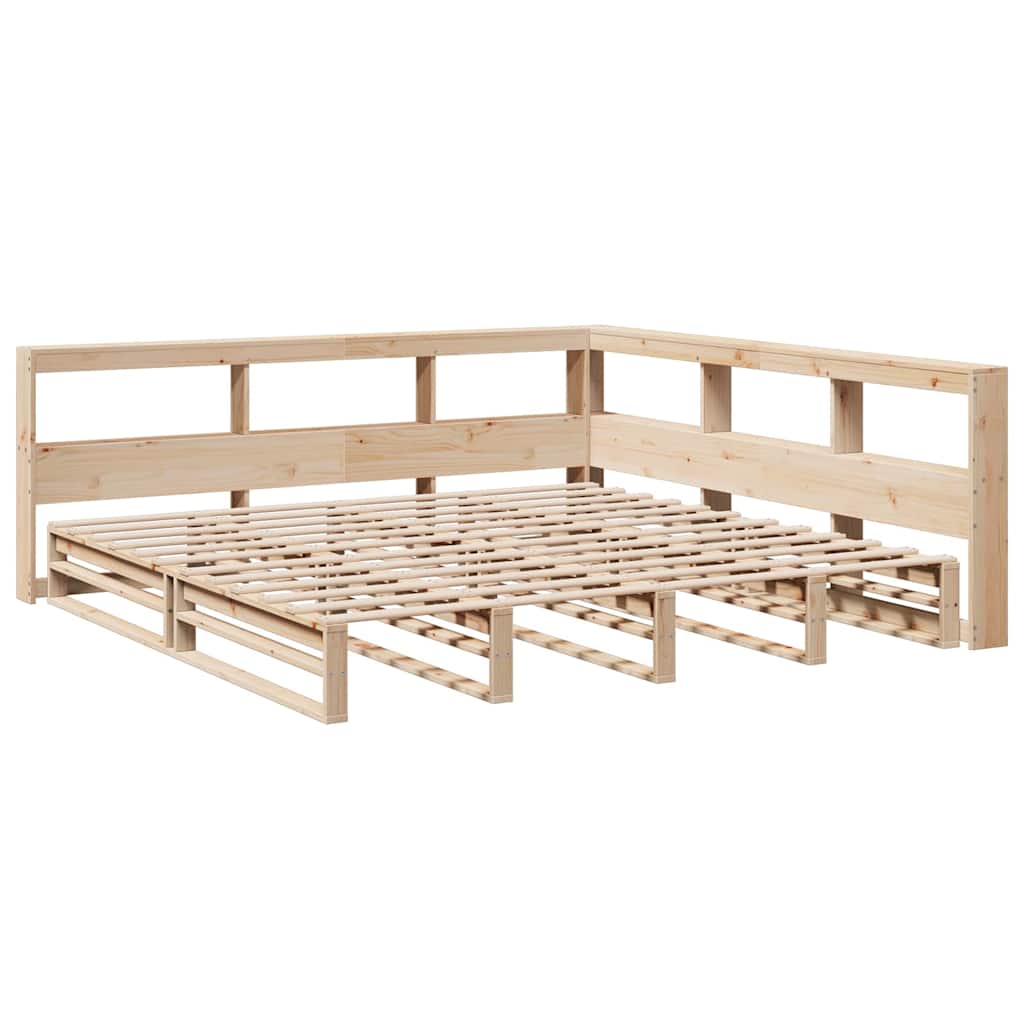 Lit bibliothèque sans matelas 200x200 cm bois massif de pin - XIOS