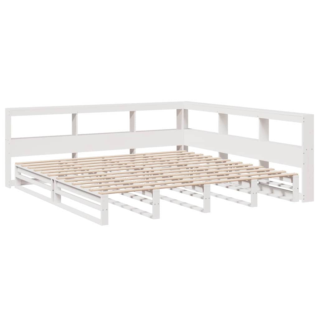Lit bibliothèque sans matelas blanc 180x200 cm bois pin massif - XIOS