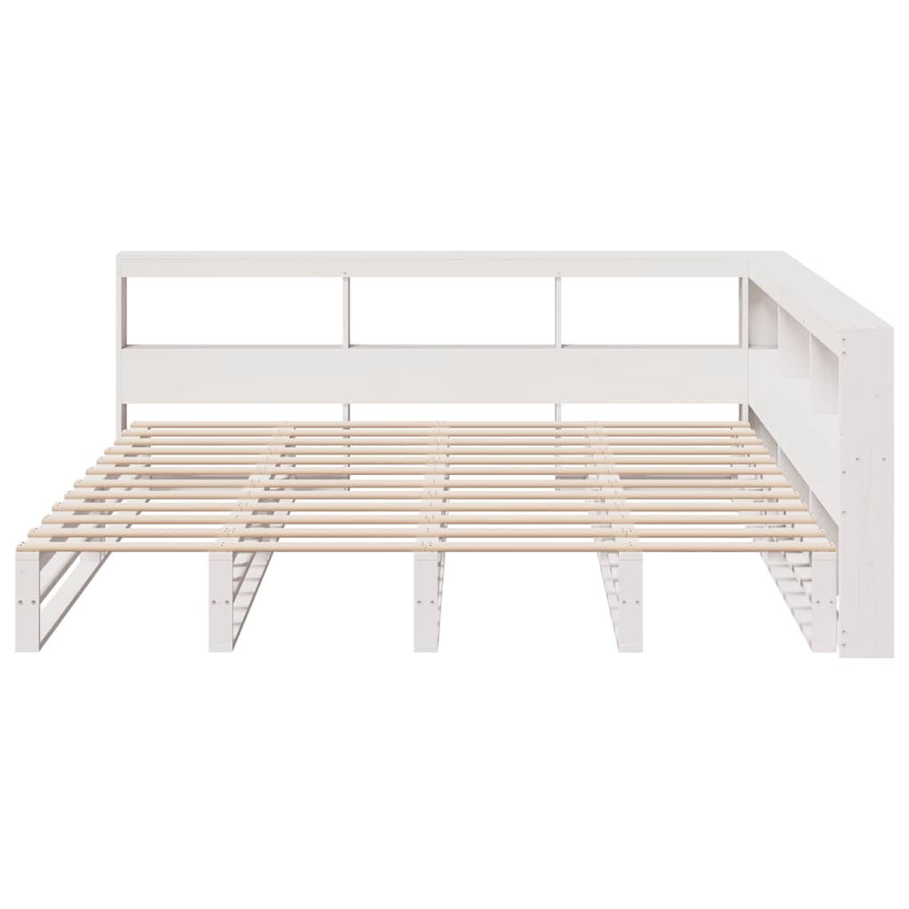 Lit bibliothèque sans matelas blanc 180x200 cm bois pin massif - XIOS
