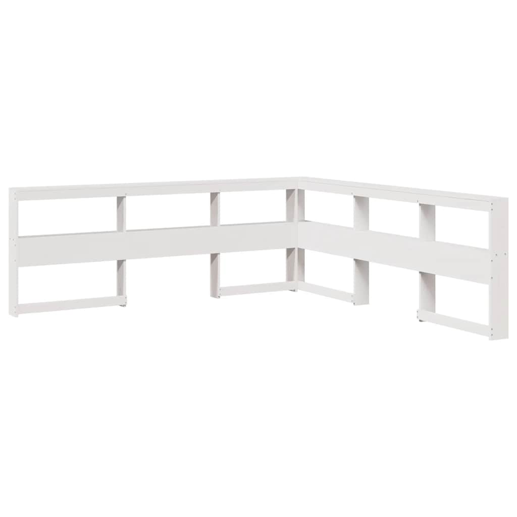 Lit bibliothèque sans matelas blanc 180x200 cm bois pin massif - XIOS